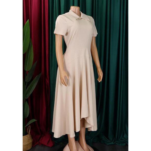 Women's Plus Size Midi Dress Elegant A-Line Short Sleeve Church Party - Picture 5 of 5